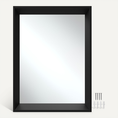1 Miroir Mural Rectangulaire Elina En Verre Noir