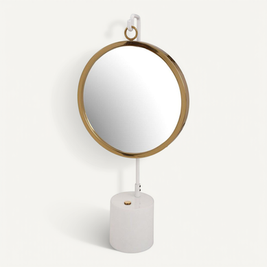 Miroir À Poser Rond "eleganca" 65cm Blanc et Or Miroir À Poser Rond "eleganca" 65cm Blanc et Or