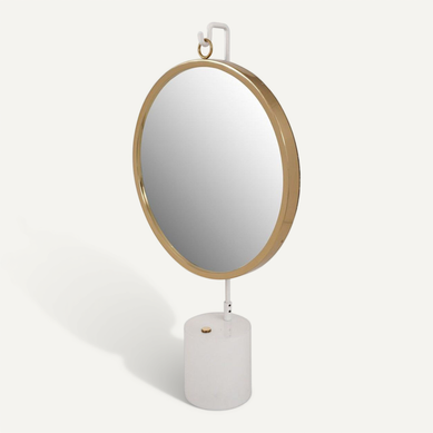 Miroir À Poser Rond "eleganca" 75cm Blanc et Or