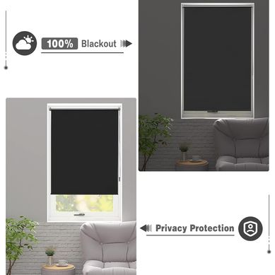 1x Store Enrouleur Occultant. Isolant Thermique Avec Revêtement Sans Perçage. 110x210 Cm Noir.