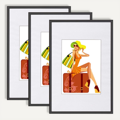 3 X Cadre Photo En Plastique Mat.cadre De Photo Noir 28x35cm New Life Style
