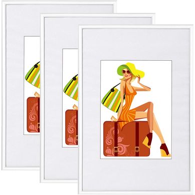 3 X Cadre Photo En Plastique Mat.cadre De Photo Blanc 28x35cm New Life Style