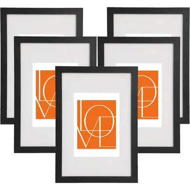 Cadre Photo Lot De 5 Pièces Noir 30x45cm Cadre En Mdf Design Simple Avec Passe-partout