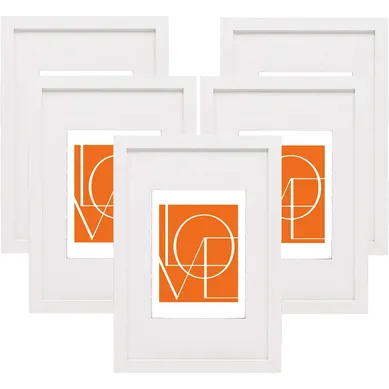 Cadre Photo Lot De 5 Pièces Blanc 21.9x30 Cm A4 Cadre En Mdf Design Simple Avec Passe-partout