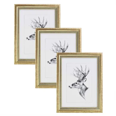 Set De 3 Cadre Photo. Or. 30x45cm.artos Style En Bois Et Verre.cadre Décoration Pour La Maison.