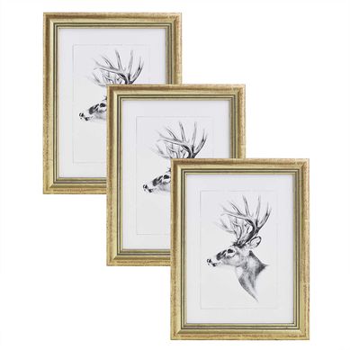 Set De 3 Cadre Photo. Or. 20x25cm.artos Style En Bois Et Verre.cadre Décoration Pour La Maison.
