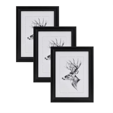 Set De 3 Cadre Photo. Noir. 20x25cm.artos Style En Bois Et Verre.cadre Décoration Pour La Maison.