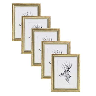 Set De 5 Cadre Photo. Or. 30x45cm.artos Style En Bois Et Verre.cadre Décoration Pour La Maison.