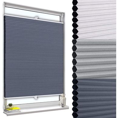 Store Plissé Nid D'abeille.sans Perçage Avec Porte-pince.store Plissé Antisolaire65x130 Cmblanc+bleu