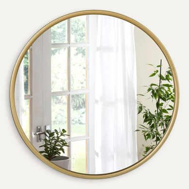 Miroir Rond Mural.cadre En Métal.miroir Décoratif Pour Salle De Bain/chambre/salon/couloir.40x40cm