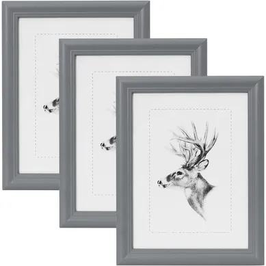 3 Pièces Cadre De Photo En Bois. Artos Style Façade En Verre.21x29.7cm A4.gris