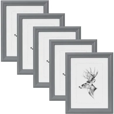 5 Pièces Cadre De Photo En Bois. Artos Style Façade En Verre.21x29.7cm A4.gris