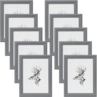 10 Pièces Cadre De Photo En Bois. Artos Style Façade En Verre.30x40 Cm.gris
