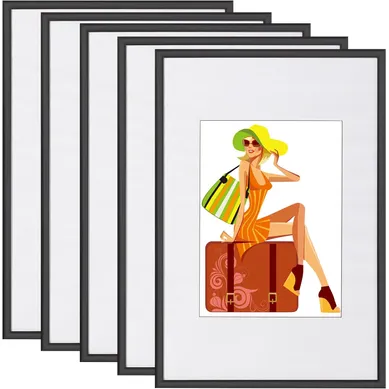 Lot De 5 Cadre Photo En Plastique,30x45cm Noir