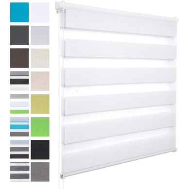1 Pièce Store Enrouleur Double,fixation Rapide Sans Perçage,isolant Thermique,105x130cm,blanc