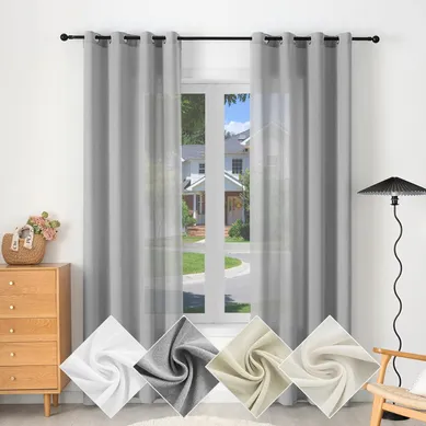 1 Pièce Rideau De Noël Translucide En Effet Lin,décoration De Fenêtre Avec Fronces,135x225cm,gris 1 Pièce Rideau De Noël Translucide En Effet Lin,décoration De Fenêtre Avec Fronces,135x225cm,gris