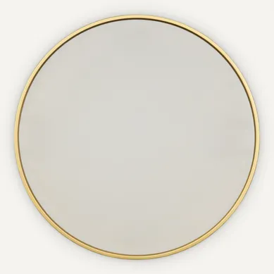Miroir Rond, Miroir Mural, Cadre En Métal Doré, Φ80 Cm, Verre Clair Avec Panneau Arrière En Mdf