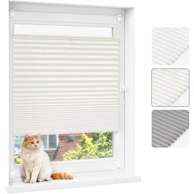Store Plissé Occultant Sans Perçage, 70 X 120 Cm, Montage Klemmfix, Beige