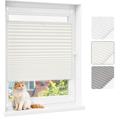 Store Plissé Occultant Sans Perçage, 75 X 200 Cm, Montage Klemmfix, Beige