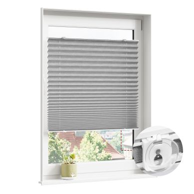 Store Plissé Avec Ventouses,store Pliable Sans Perçage,occultant,polyester Et Aluminium,95x120,gris