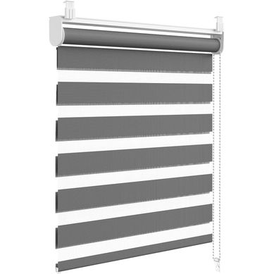 Store Enrouleur Jour Nuit Sans Perçage，prémonté Store Occultant Et Translucide,95x130cm, Gris Foncé