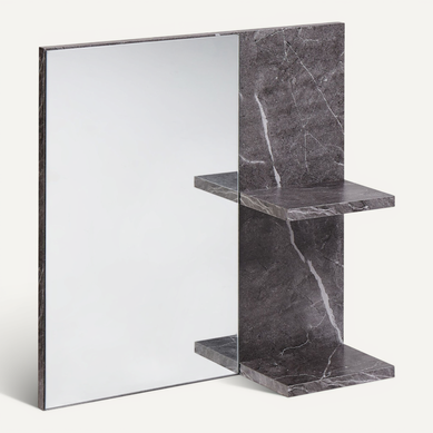Miroir Mural Avec étagère Pelotas 45 Cm 45 Cm Marbre/noir