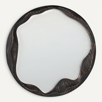 Miroir Langon 60 Cm 60 Cm Bois De Pin Marron Foncé