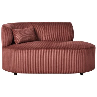 Chaise Longue Méridienne Beliani NIMES – Velours Rouge – Côté Gauche – Neuve