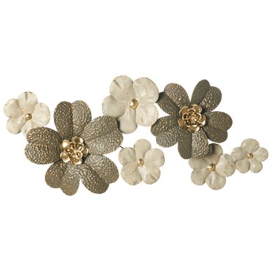 Décoration Murale Fleur Lanthanum 52 Cm Métal Beige