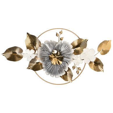 Décoration Murale Fleur Terbium 56 Cm Métal Doré