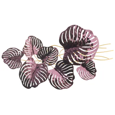Décoration Murale Feuille Holmium 50 Cm Métal Pourpre