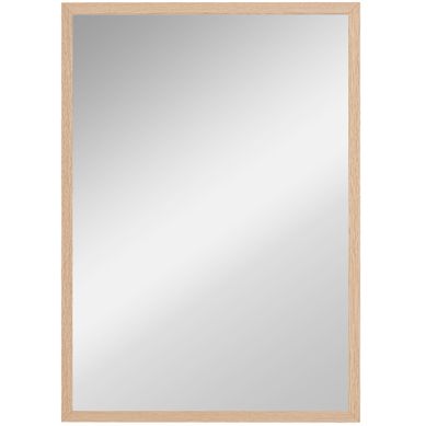Miroir Mural Rectangulaire 50x70 Cm Avec 4 Crochets, En Mdf Bois Naturel