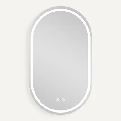 Miroir De Salle De Bain LED Ovale 60x90cm, Antibuée, Tactile, 3 Couleurs, Gradation, Argent Miroir De Salle De Bain LED Ovale 60x90cm, Antibuée, Tactile, 3 Couleurs, Gradation, Argent