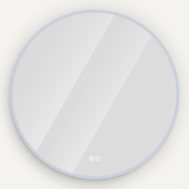 Miroir Rond 80x80 Cm Avec éclairage LED, écran Tactile Anti-buée, En Verre, Couleur Argent