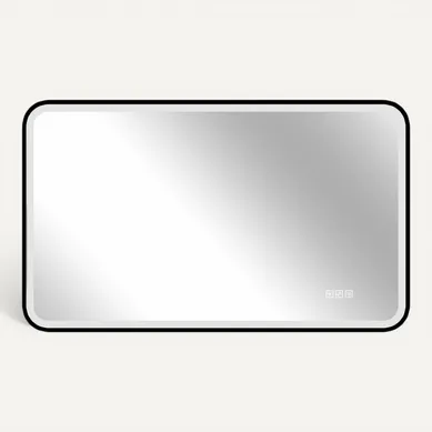 Miroir De Salle De Bain LED 60x100cm, Cadre Aluminium Noir, Antibuée, Ip44, 3 Couleurs, Noir