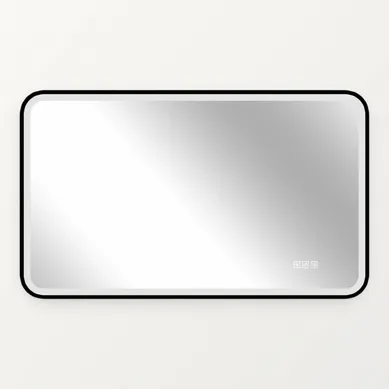 Miroir De Salle De Bain LED 70x90cm, Cadre Aluminium Noir, Antibuée, Ip44, 3 Couleurs