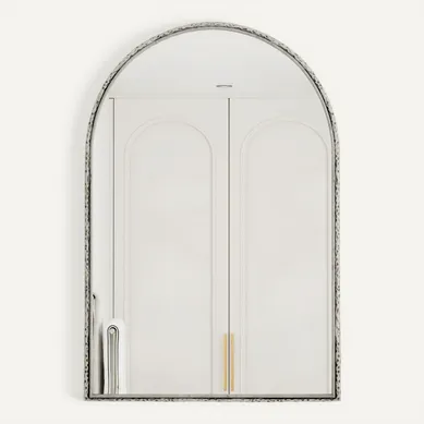 Miroir Arche Vintage Mural Et À Poser, Cadre Métal Argenté, Verre Trempé