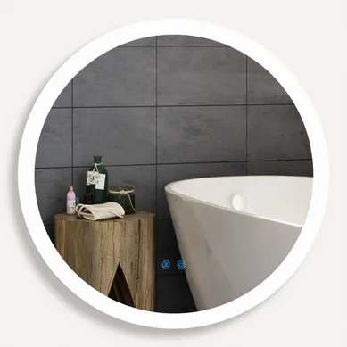 Miroir Mural LED 70 Cm, 3 Températures, Anti-buée, Ip44, Cadre Métal Blanc