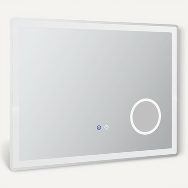 Miroir LED 80x60 Cm 3x Grossissement, Commande Tactile, 3 Couleurs, Anti-buée, Métal Blanc