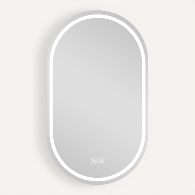 Miroir De Salle De Bain LED Ovale 60x90 Cm En Verre Argenté, Anti-buée