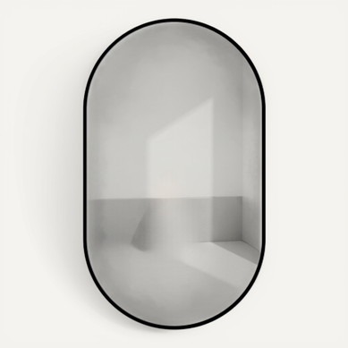 Miroir De Salle De Bain Ovale 50x80 Cm En Verre Argenté, Suspension Horizontale/verticale