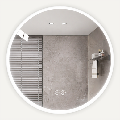 Miroir LED Rond 80 Cm En Verre Et Métal Argenté, Anti-buée, 3 Températures