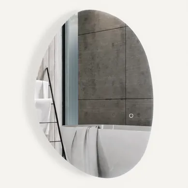 Miroir LED Asymétrique 70 X 50 Cm Salle De Bain, Interrupteur Tactile, Anti-buée, Argent
