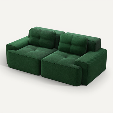 Canapé 3 places convertible express en velours vert sapin - Couchage