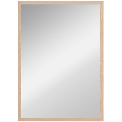 Miroir Mural 50x70 Cm, Avec 4 Crochets, Cadre En Mdf, Couleur Bois Naturel