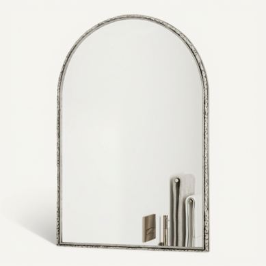 Miroir Mural Arche En Verre Trempé Et Cadre En Fer Finition Argentée