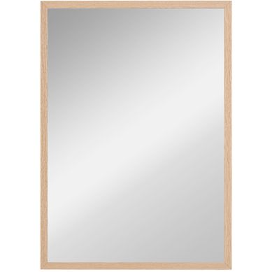 Miroir Mural 50 X 70 Cm Avec 4 Crochets, Rectangulaire, En Mdf, Finition Bois Naturel Miroir Mural 50 X 70 Cm Avec 4 Crochets, Rectangulaire, En Mdf, Finition Bois Naturel