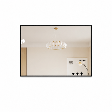 Miroir Mural 50 X 70 Cm Avec Pose Horizontale Ou Verticale, Cadre Noir, En Verre Miroir Mural 50 X 70 Cm Avec Pose Horizontale Ou Verticale, Cadre Noir, En Verre