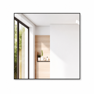 Miroir Mural 70 X 90 Cm Avec Fixation Horizontale Ou Verticale, Cadre En Aluminium Noir, En Verre Miroir Mural 70 X 90 Cm Avec Fixation Horizontale Ou Verticale, Cadre En Aluminium Noir, En Verre