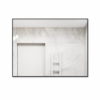 Miroir Mural 60 X 80 Cm Avec Pose Horizontale Ou Verticale, Cadre Noir En Aluminium, En Verre Miroir Mural 60 X 80 Cm Avec Pose Horizontale Ou Verticale, Cadre Noir En Aluminium, En Verre